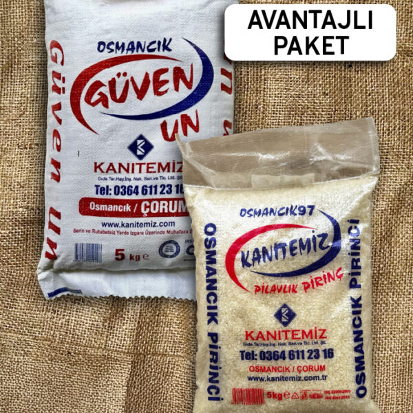 ‘2’Li Ekonomik Paket’ 5 Kg Osmancık Pirinç + 5 Kg Özel Amaçlı Un