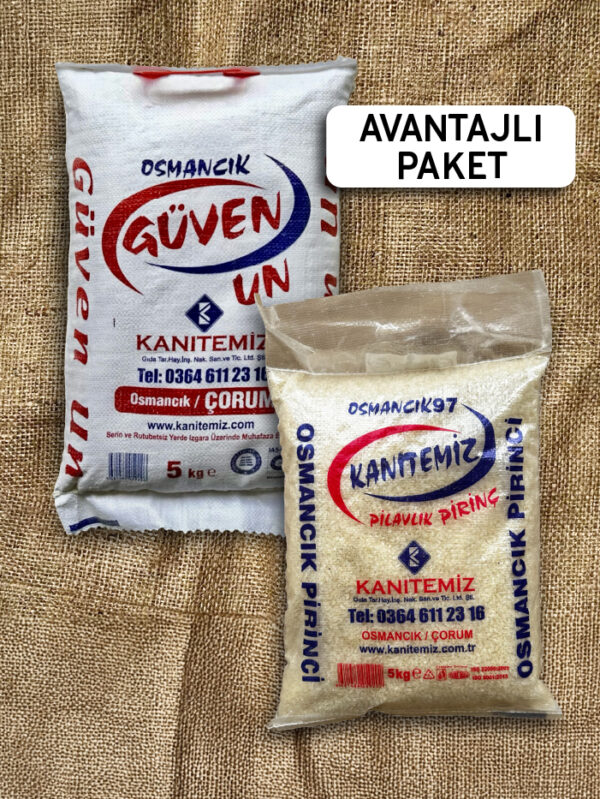 ‘2’Li Ekonomik Paket’ 5 Kg Osmancık Pirinç + 5 Kg Özel Amaçlı Un