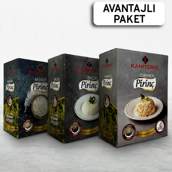 ‘Muhteşem 3’lü Pirinç Paketi’ 2 Kg Kutulu Osmancık + 2 Kg Kutulu Baldo + 2 Kg Kutulu Basmati (6kg)