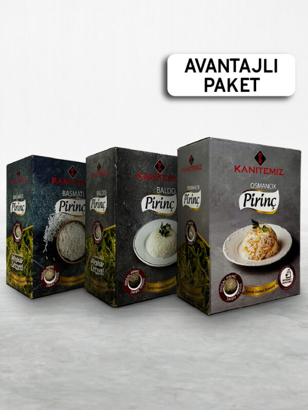 ‘Muhteşem 3’lü Pirinç Paketi’ 2 Kg Kutulu Osmancık + 2 Kg Kutulu Baldo + 2 Kg Kutulu Basmati (6kg)